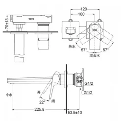 Alternative view of Vòi lavabo Toto TLG10308BB#MBL nóng lạnh âm tường đen mờ