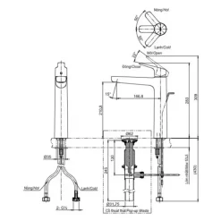Alternative view of Vòi lavabo Toto TLP02310BA#MBL nóng lạnh gắn tường đen mờ