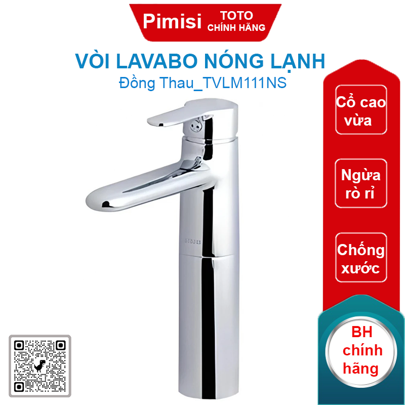 Vòi lavabo TOTO TVLM111NS nóng lạnh thân cao vừa