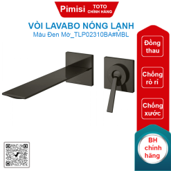 Vòi lavabo Toto TLP02310BA#MBL nóng lạnh gắn tường đen mờ