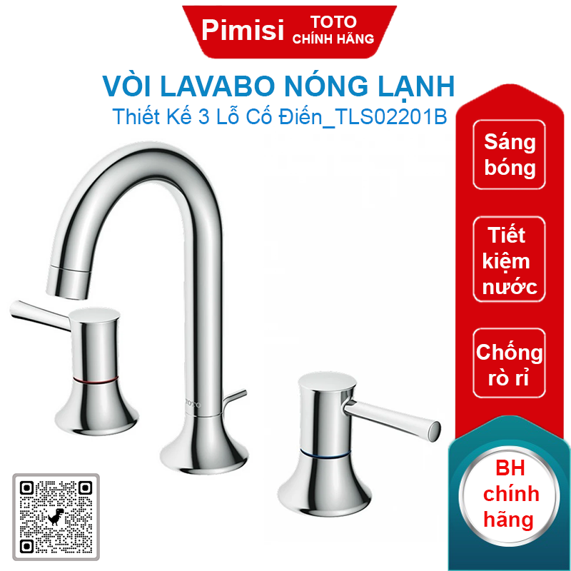 Vòi lavabo Toto TLS02201B nóng lạnh 3 lỗ