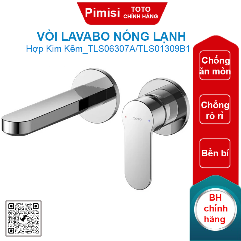 Vòi lavabo Toto TLS06307A/TLS01309B1 nóng lạnh âm tường