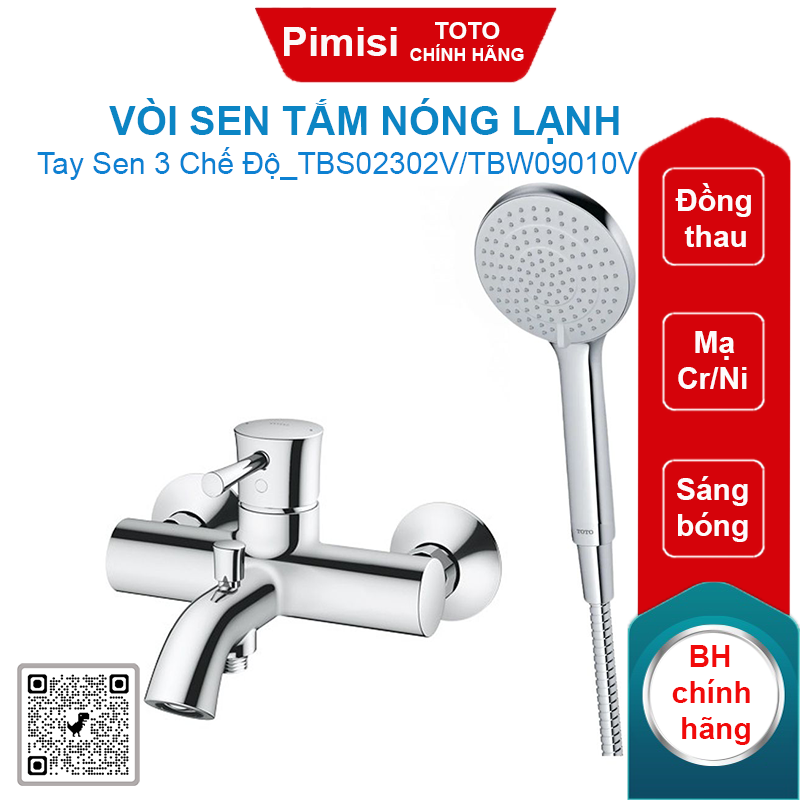 Vòi sen TOTO TBS02302V/TBW09010V tay sen 3 chế độ
