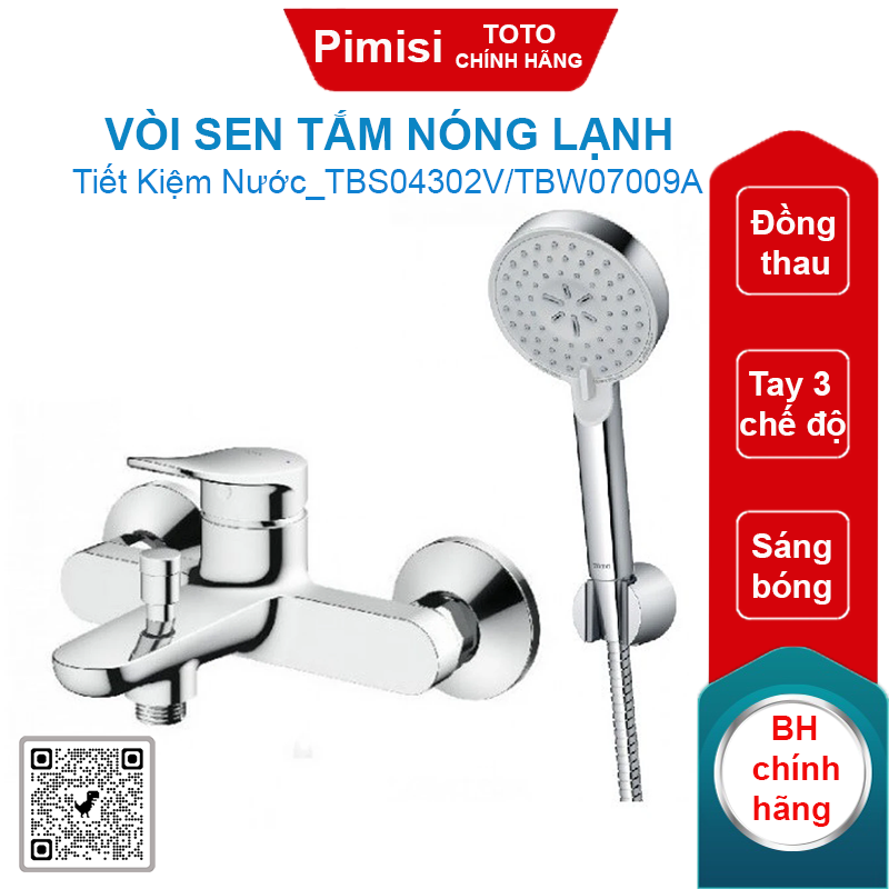 Vòi sen TOTO TBS04302V/TBW07009A tay sen 3 chế độ