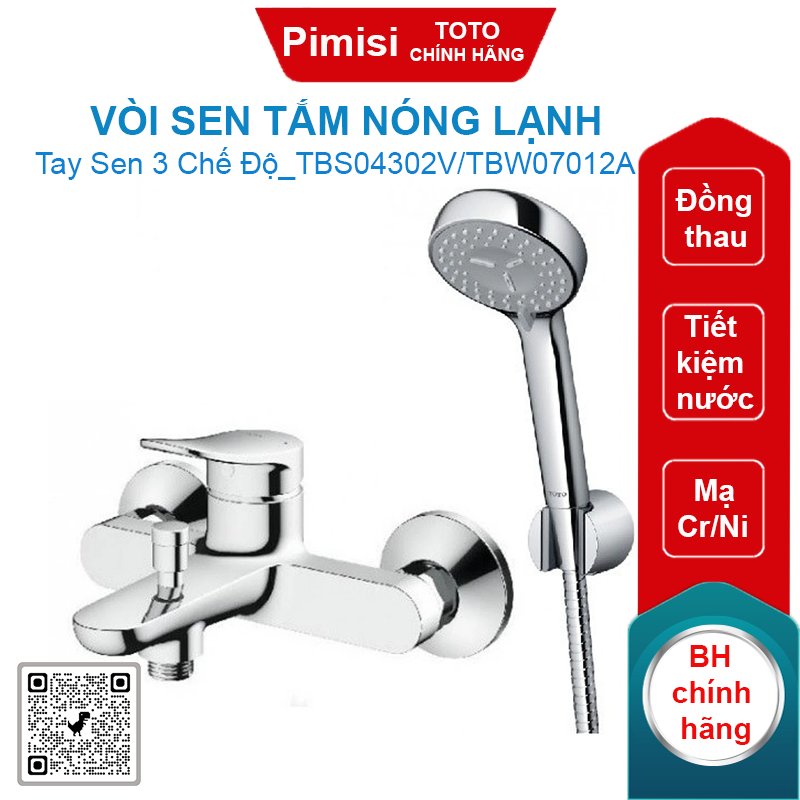 Vòi sen TOTO TBS04302V/TBW07012A tay sen 3 chế độ