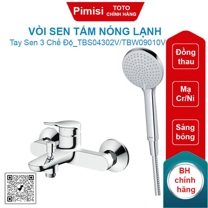 Vòi sen TOTO TBS04302V/TBW09010V tay sen 3 chế độ