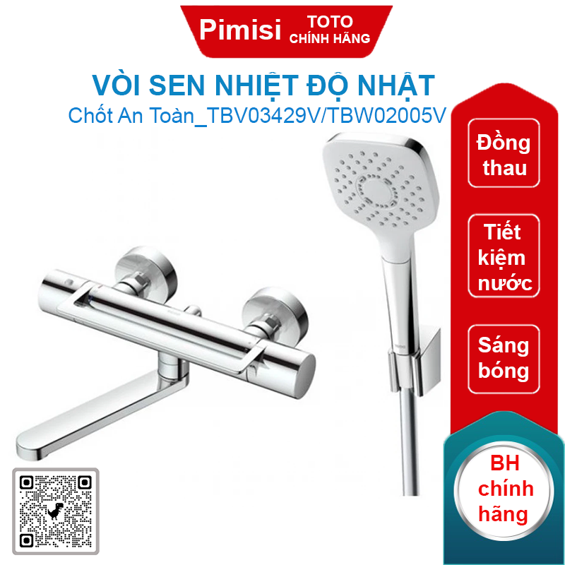 Vòi sen TOTO TBV03429V/TBW02005V nhiệt độ Nhật xả bồn
