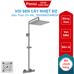 Vòi sen cây TOTO TBW08405A#BGP nhiệt độ xả bồn vuông 300mm than chì mờ