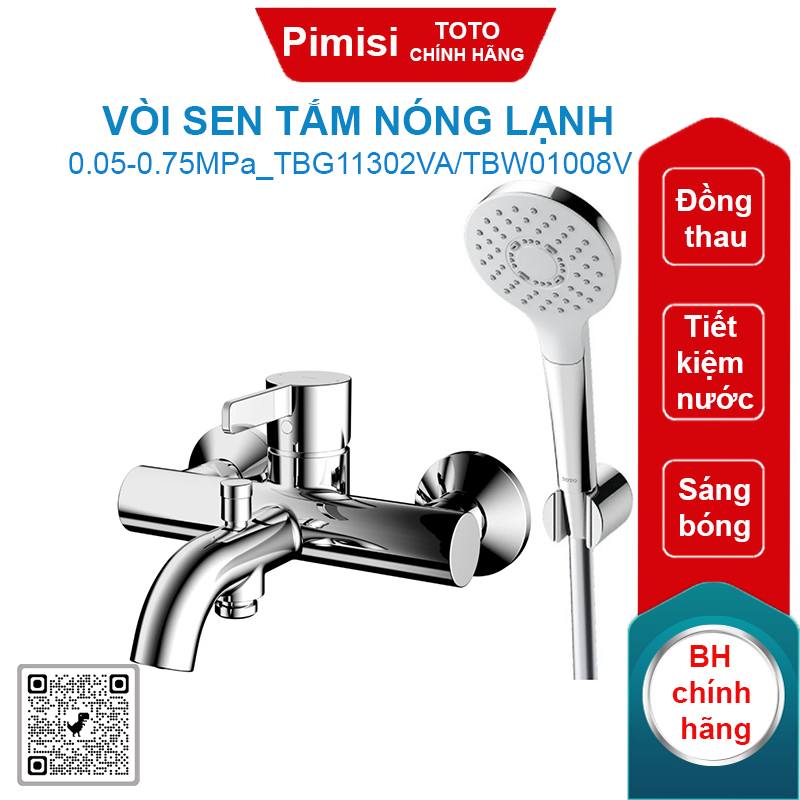 Vòi sen tắm TOTO TBG11302VA/TBW01008V nóng lạnh