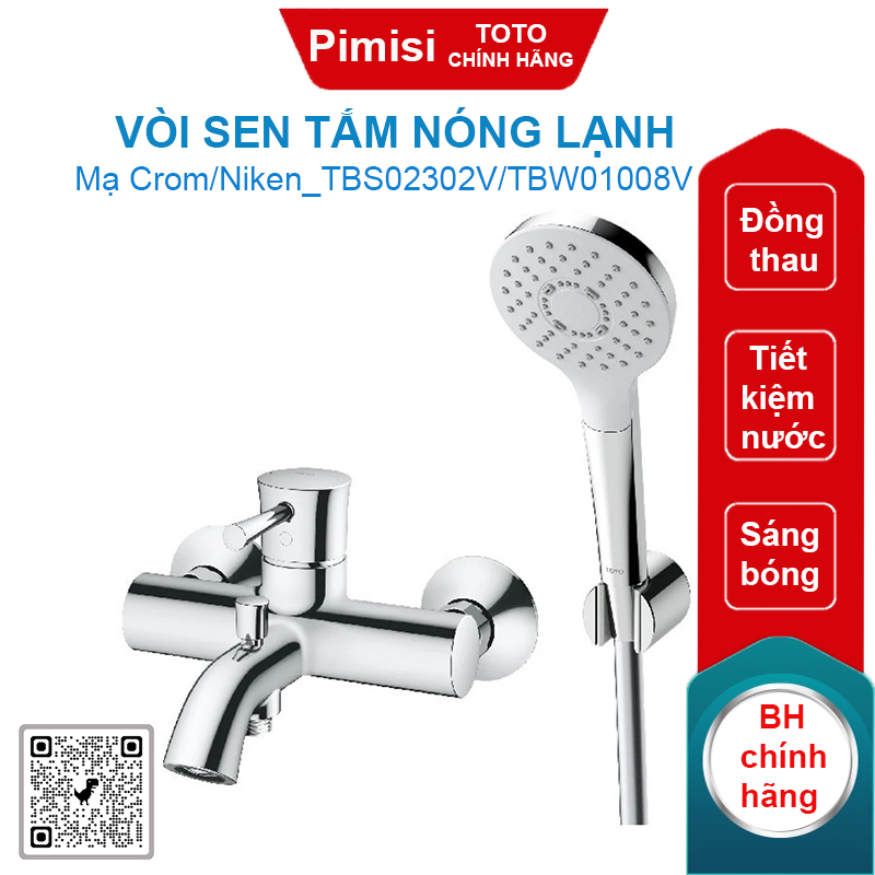 Vòi sen tắm TOTO TBS02302V/TBW01008V nóng lạnh