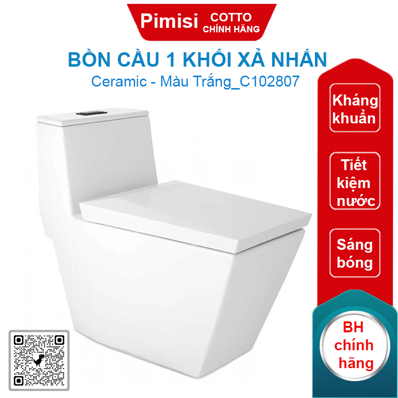 Bồn cầu COTTO C102807 1 khối xả nhấn