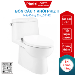 Bồn cầu COTTO C1142 1 khối Priz ll xả gạt nắp êm