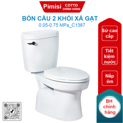 Bồn cầu COTTO C1387 2 khối Titan xả gạt