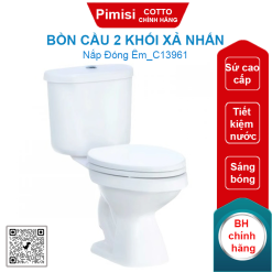 Bồn cầu COTTO C13961 2 khối Wendy xả nhấn