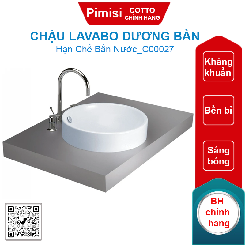 Chậu rửa mặt COTTO C00027 dương bàn Neo