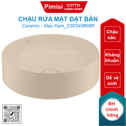 Chậu rửa mặt COTTO C00340#MIR đặt bàn màu kem