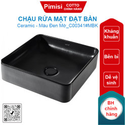 Chậu rửa mặt COTTO C00341#MBK đặt bàn Sensation Square màu đen