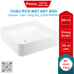 Chậu rửa mặt COTTO C00341#MWH đặt bàn màu trắng mờ