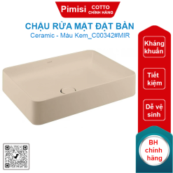 Chậu rửa mặt COTTO C00342#MIR đặt bàn màu kem