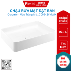 Chậu rửa mặt COTTO C00342#MWH đặt bàn màu trắng mờ