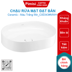 Chậu rửa mặt COTTO C00343#MWH đặt bàn màu trắng mờ