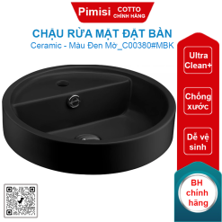 Chậu rửa mặt COTTO C00380#MBK đặt bàn Geo màu đen
