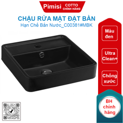 Chậu rửa mặt COTTO C00381#MBK đặt bàn Geo Square màu đen