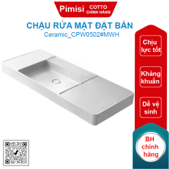 Chậu rửa mặt COTTO CPW0502#MWH đặt bàn 1200x500 mm Quil