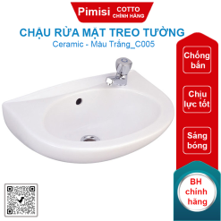 Chậu rửa mặt treo tường COTTO C005 Annie