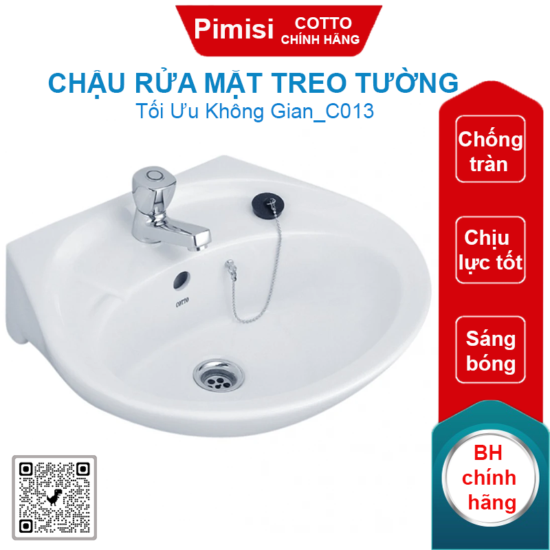 Chậu rửa mặt treo tường COTTO C013 Kensington 20