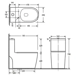 Alternative view of Bồn cầu COTTO C1000023OS 1 khối Vill xả nhấn