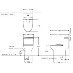 Alternative view of Bồn cầu COTTO C105337 1 khối xả nhấn