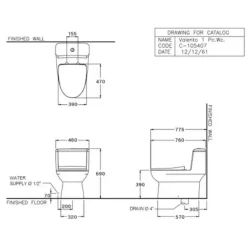 Alternative view of Bồn cầu COTTO C105407 1 khối Valento xả nhấn