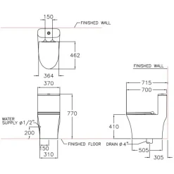 Alternative view of Bồn cầu COTTO C11001HNOS 1 khối xả nhấn