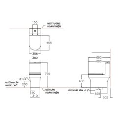 Alternative view of Bồn cầu COTTO C11002HOS 1 khối CHARM xả nhấn