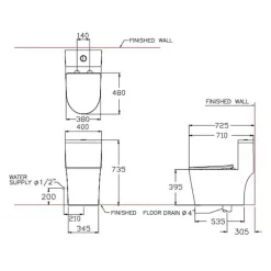 Alternative view of Bồn cầu COTTO C11003HNOS 1 khối Wynn xả nhấn