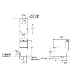Alternative view of Bồn cầu COTTO C11004HOS 1 khối PROMPT xả nhấn
