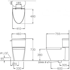 Alternative view of Bồn cầu COTTO C11947 2 khối Paragon xả gạt