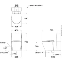 Alternative view of Bồn cầu COTTO C12017 2 khối Charisma xả nhấn