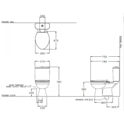 Alternative view of Bồn cầu COTTO C13440 2 khối xả nhấn