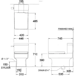 Alternative view of Bồn cầu COTTO C13607 2 khối Quado xả gạt