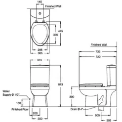 Alternative view of Bồn cầu COTTO C1391VN 2 khối Magic xả nhấn