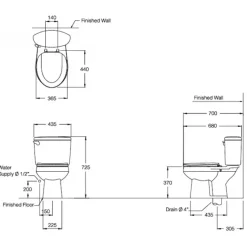 Alternative view of Bồn cầu COTTO C1444 2 khối Sharon xả gạt