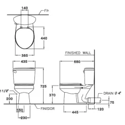 Alternative view of Bồn cầu COTTO C1454 2 khối xả gạt thoát ngang