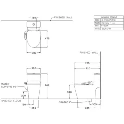 Alternative view of Bàn cầu COTTO C167507(CV6) nắp điện tử