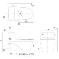 Alternative view of Bồn cầu INAX AC-1135/CW-S15VN nắp rửa cơ