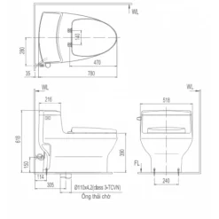 Alternative view of Bồn cầu INAX AC-4005/CW-S15VN nắp rửa cơ
