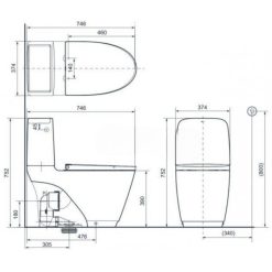 Alternative view of Bồn cầu INAX ACT-832/CW-S32VN 2 khối xả tự động