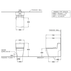 Alternative view of Bàn cầu COTTO C107127(CN) một khối nắp rửa cơ Grand Tetragon