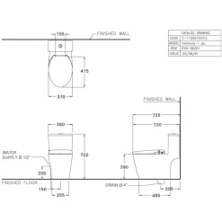 Alternative view of Bàn cầu COTTO C110507(CN1) một khối nắp rửa cơ